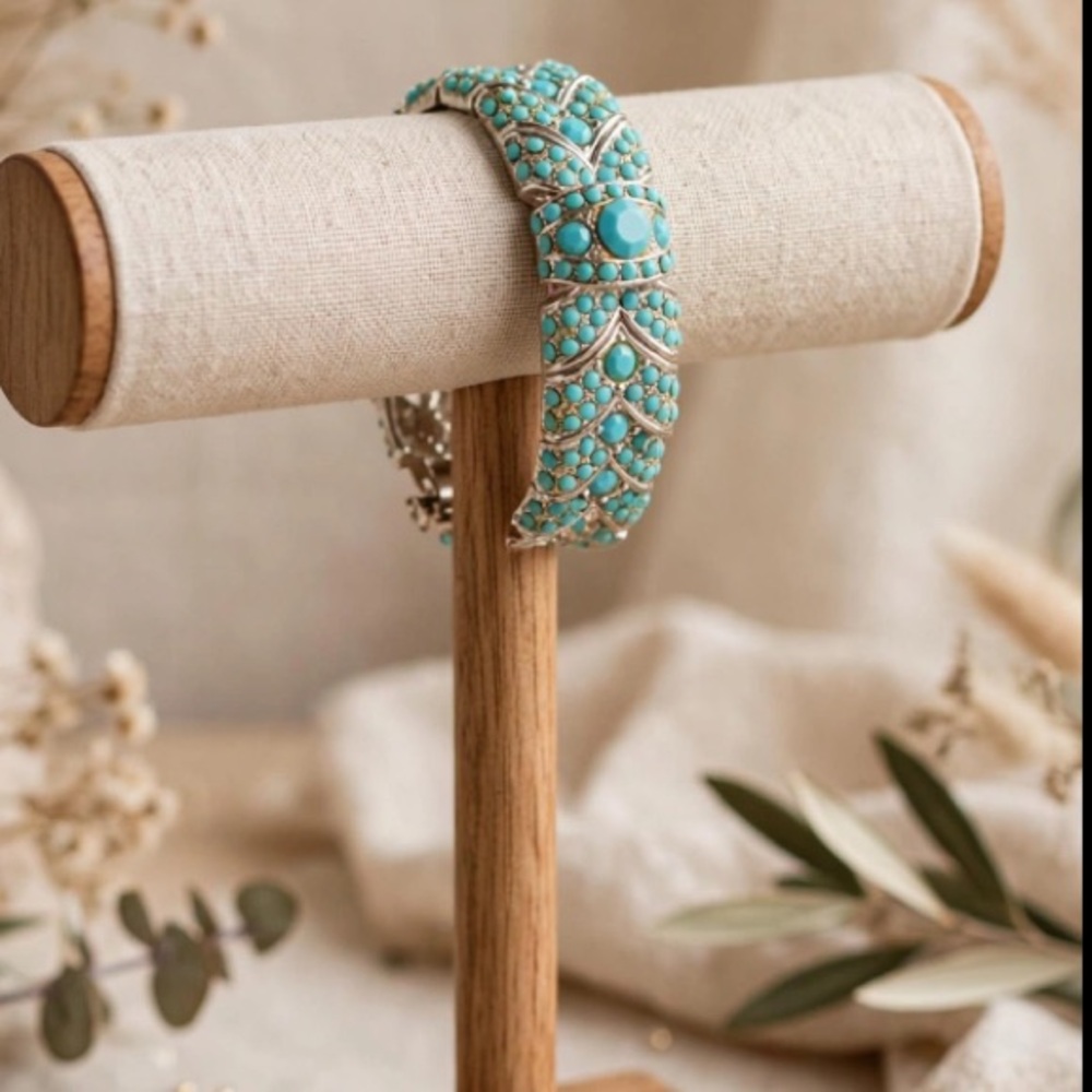 Turquoise Faux Beaded Statement Bracelet